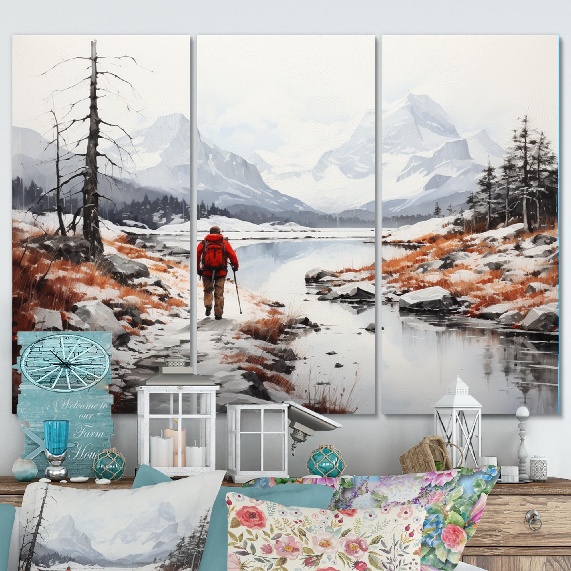 Designart "Alaska Arctic Hike II" Winter Landscape Wall Art Print Set